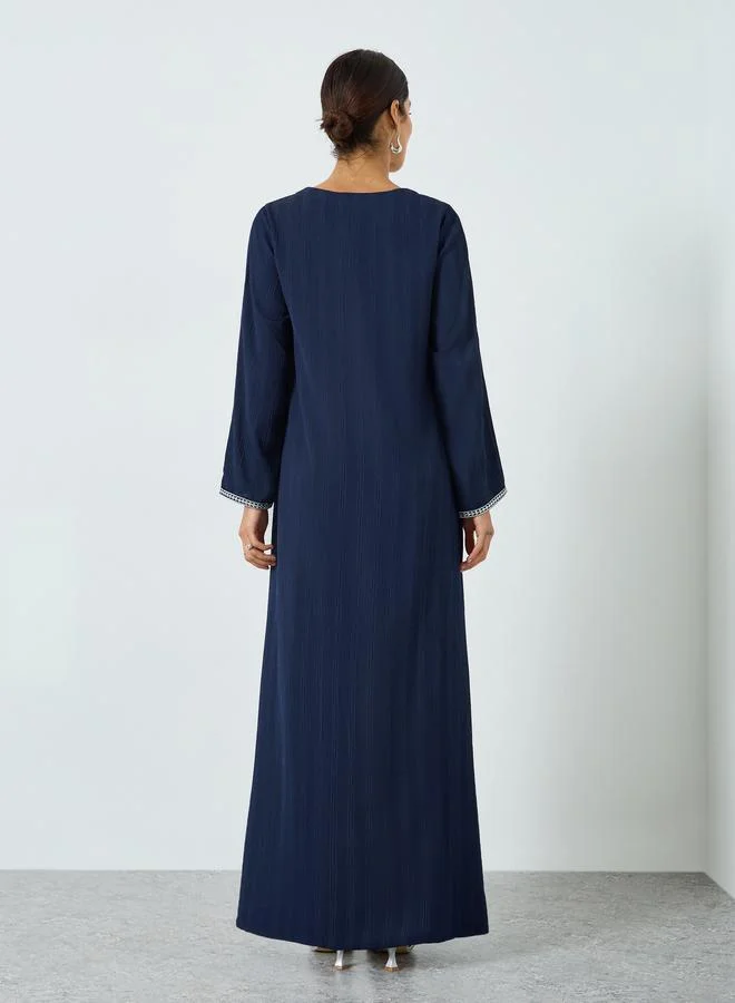 Maxim Creation Navy Blue Women Navy Blue Embroidered A-line Jalabiya for Women | Best Price UAE